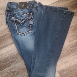 Miss Me Blue Bootcut Jeans with Embroidered Pockets